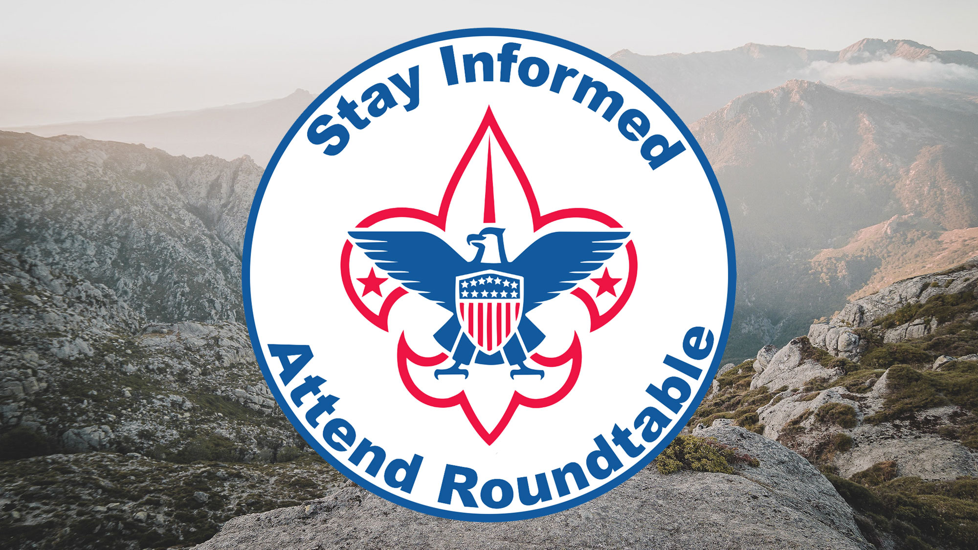 Roundtable Graphic on top of mountain trail.